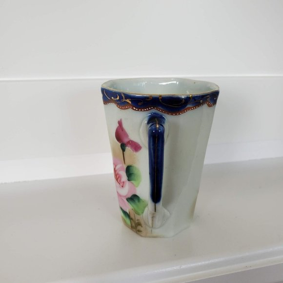 Antique Te-Oh Nippon Hand Painted Cider Lemonade Mug, Roses Pattern, Porcelain - Picture 3 of 7